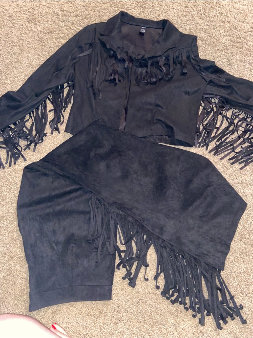 Women's Black Fringe Jacket and matching pants